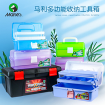 Marley 17 inch storage box art student special toolbox multi-function painting box set gouache paint brush portable storage box large capacity Primary School students beginners professional small medium number