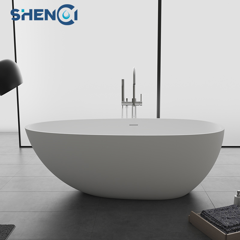 Shen porcelain bathtub home small apartment type artificial stone freestanding bathtub net red couple double goose egg Qimei stone bathtub