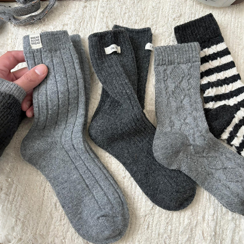 Unlock the Cool Autumn and Winter Vibes~Black and Gray Wool Socks~So Lazy and Relaxed~Thick and Warm Socks for Women! Unlock the Cool Autumn and Winter Vibes~Black and Gray Wool Socks~So Lazy and Relaxed~Thick and Warm Socks for Women!