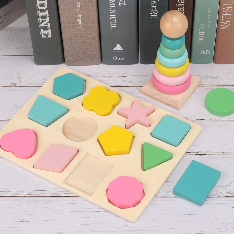 Ant Childhood Shape Sleeve Studs building blocks Puzzle Early Teaching Wooden Toys Baby Boy Baby Boy 1-3-year-old 7 Qiaqiao