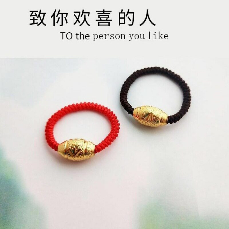 A pair of ring women weaving simple accessories black red rope handmade couple ring index without porn man