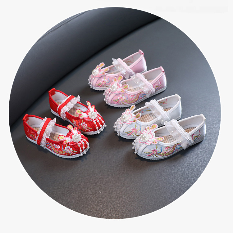 春秋女童绣花鞋古风儿童汉服鞋古装老北京手工布鞋中国风马面裙鞋 — 28
