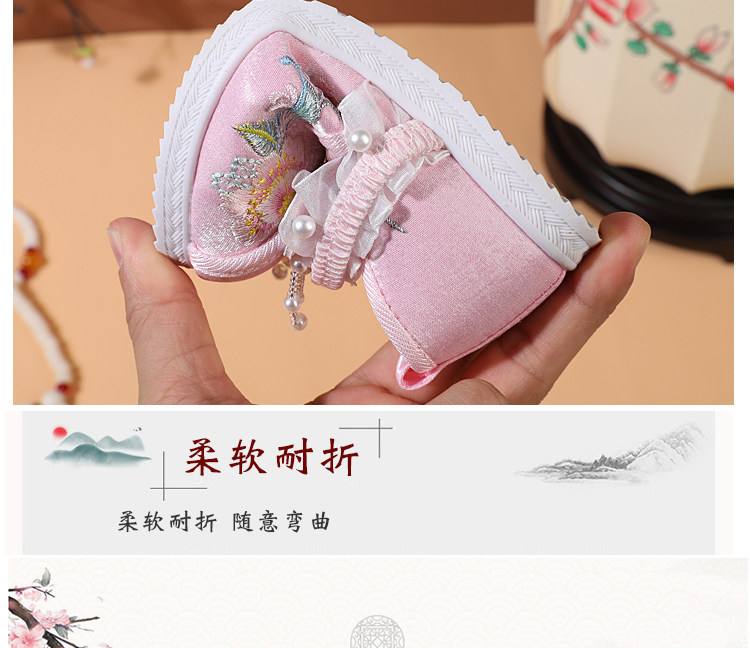 春秋女童绣花鞋古风儿童汉服鞋古装老北京手工布鞋中国风马面裙鞋 — 9