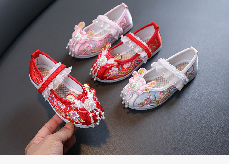 春秋女童绣花鞋古风儿童汉服鞋古装老北京手工布鞋中国风马面裙鞋 — 21