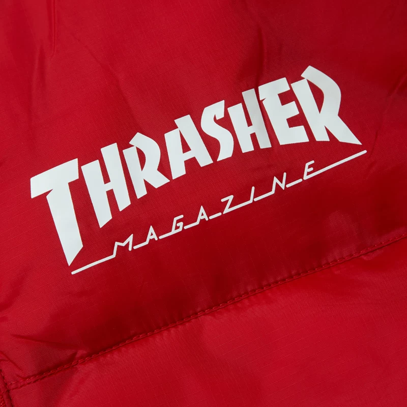 [THRASHER Official] Вязаная куртка-пуховик HomeTown с огненным принтом, теплая хлопковая куртка, куртка