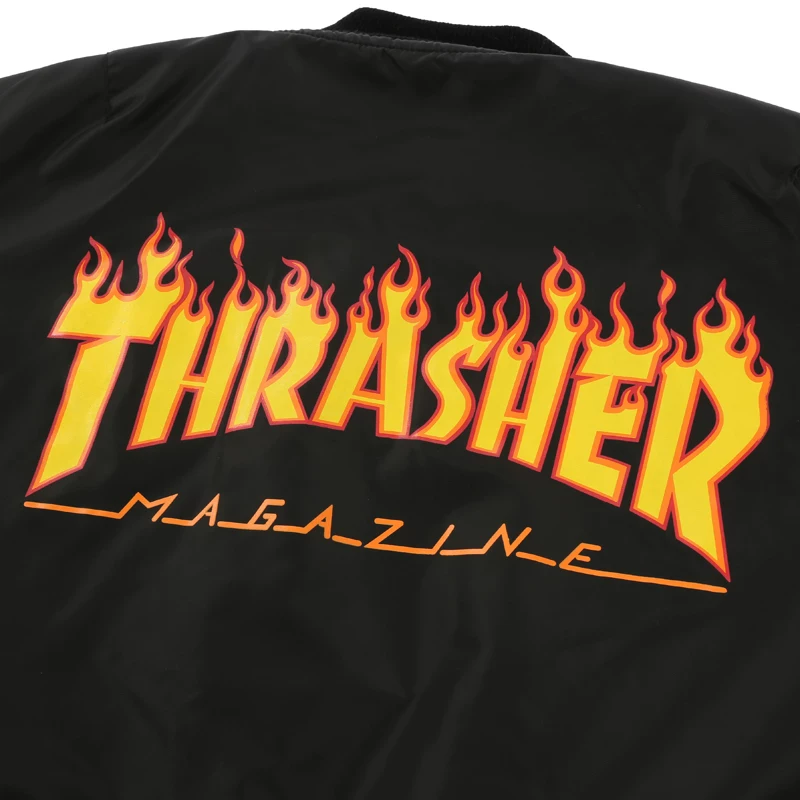 [THRASHER официальный] японская версия Flame Bomber Jacket Flame Printing Jacket Jacket