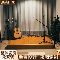 Curved teacher small stage steel frame platform podium movable dance solid wood indoor platform wedding bar