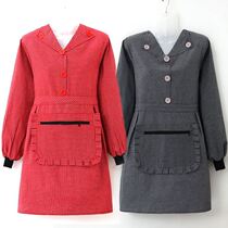 Premium apron features lapel bib adult cooking home fashion womens Korean version of foreign pure cotton overwear overalls