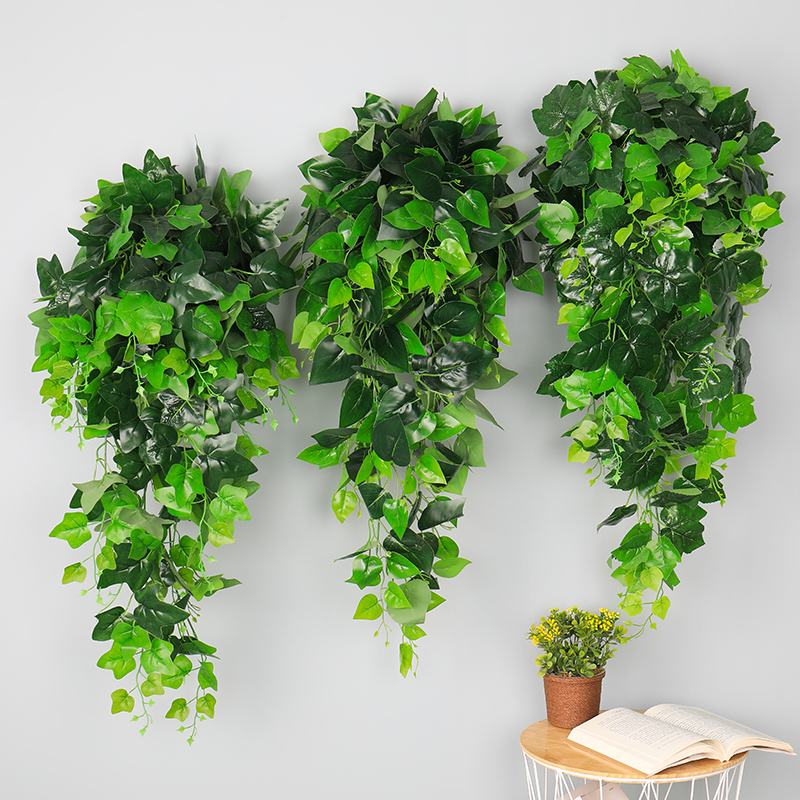 Simulation Gold Ge Living room hanging wall Green Planting Wall-mounted Plant Decoration Hanging Fake Flowers Vines Indoor Vines Chandelia Hanging Basket