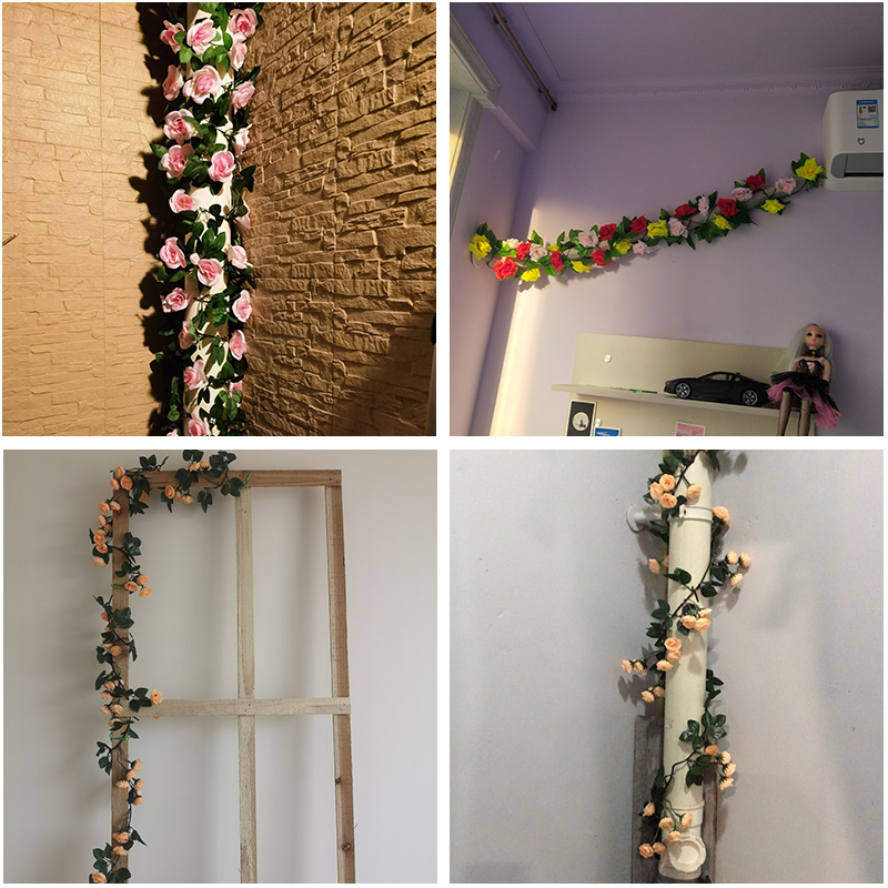 Air Conditioning Duct Winding Simulation Rose Vine Fake Flower Vines Bar Living Room Water Pipe Sheltering of Decorative Plastic Vine plants
