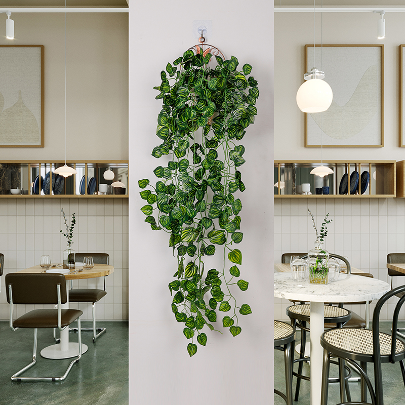 Simulation watermelon leaf living room hanging wall green plant wall-mounted plant decoration hanging fake leaf vines indoor vine hanging land