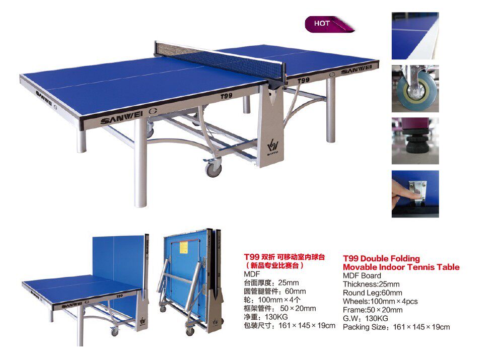 (Kirin) SANWEI 3D T99 Cyberpunk 25MM Panel Table Tennis Table Table 50 Mute Wheel Spot