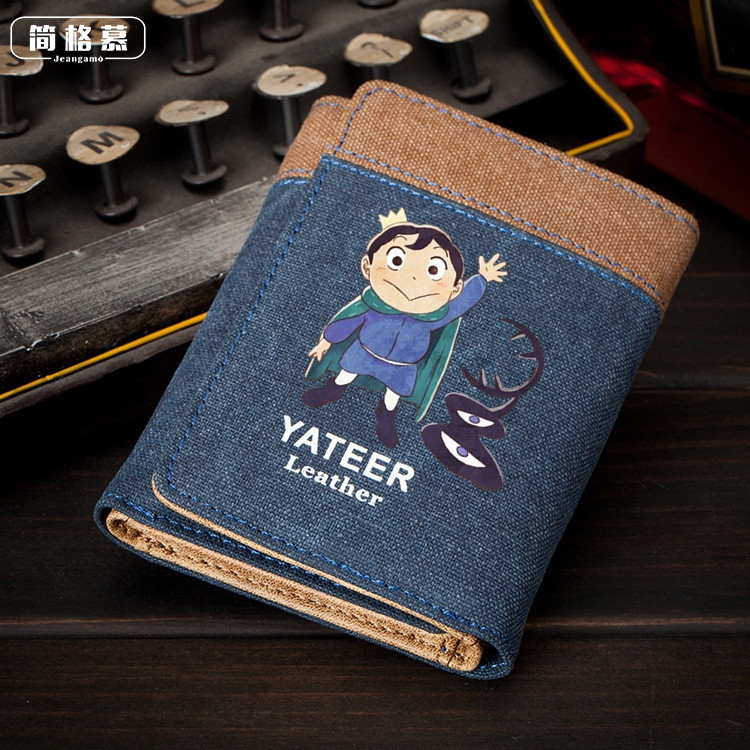 King's Ranking Perimeter Cartoon Leather Clip College Student Canvas Poji Crown Girl Zero Wallet Joint Boy Card Bag