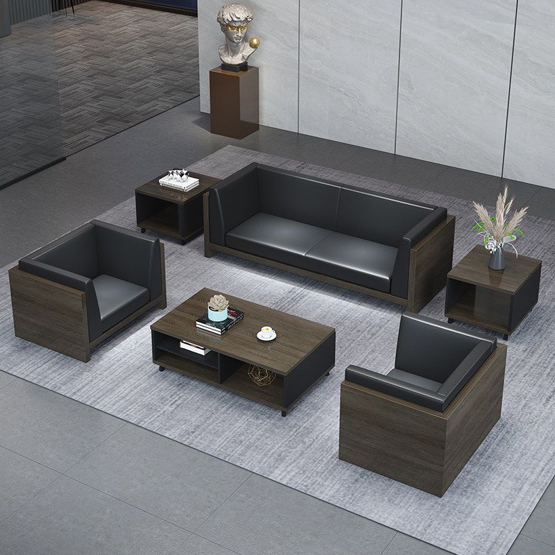 Office Sofa Brief Modern Tea Table Composition Suit Office Reception room Guest Business Sofa single-trio Place