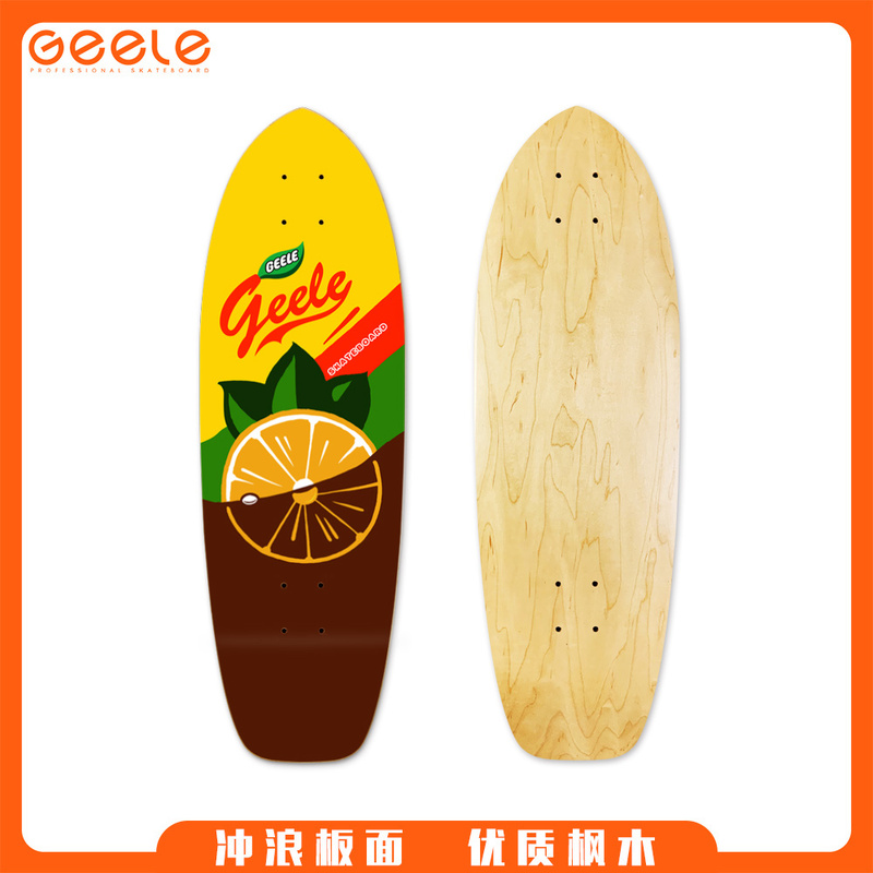 Geele Land Surfboard Single-Camber Fish Board Maple Deck Natural Wood Street Board Plus Maple Professional Deck Geele Land Surfboard Single-Camber Fish Board Maple Deck Natural Wood Street Board Plus Maple Professional Deck