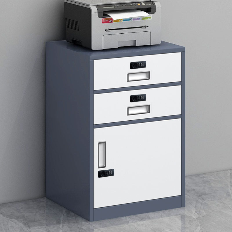Two draws a password cabinet short cabinet locker lockers with lock office cabinet Tin Cabinet Table Under-containing drawer cabinet-Taobao