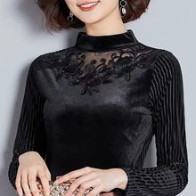 单款加绒加厚2020金丝绒大码半高领蕾丝