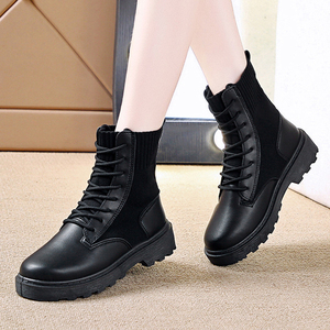 学生马丁靴女ins潮飞织中筒靴英伦风短靴