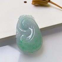 Colorful Yunnan Myanmar A-cargo natural jadeite belt certificate waxy ice species floating green wishful jadeite pendant