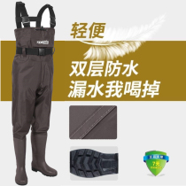 Shui Shui Shui reservoir Rains with rain shoes Anti-nylon half-linked male leather fork catching fish thicker shoes