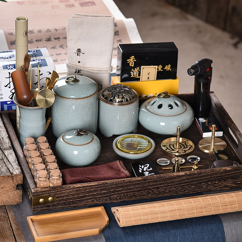 Longquan incense set supplies pure copper tools entry incense seal agarwood sandalwood powder making incense indelible incense burner
