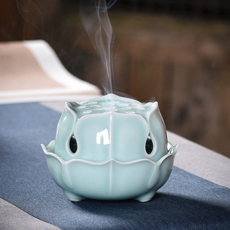 Incense Stove Home Room Home Room Ceramic Tea Channel Sinkhole Sandalwood sandalwood Incense Dragon Springs Antique handmade Lotus Fragrant Seal Stove