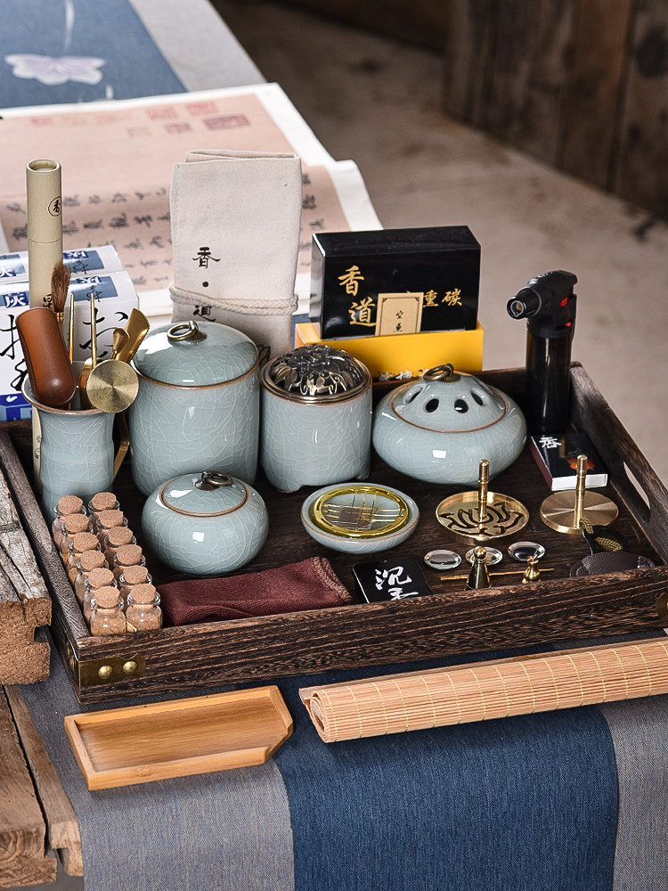 Longquan Incense Road set supplies Pure copper tools Introduction incense seal agarwood sandalwood powder production incense seal Tuo incense burner