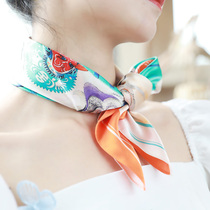Guochao Wenchuang silk scarf Chinese style small square scarf female silk Mulberry silk original Lady scarf sunscreen Joker hair band