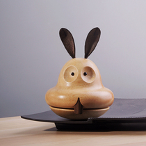 Design rabbit music box Zodiac ornaments solid wood music box Nordic childrens birthday gift lettering