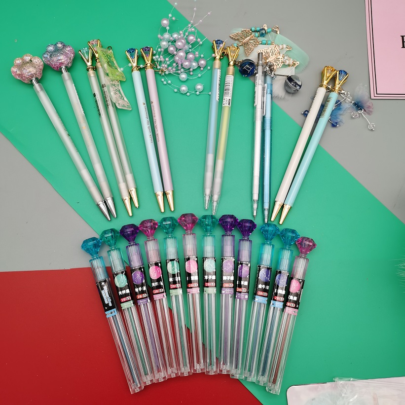 Net Red Automatic Pencil 0 5 Girls Active Pencil 0 7mm Girls Heart Fairy Butterfly Advanced Pencil Automatic Pen Metal Iron Pen Rod 12 Horoscope Good-looking Elementary School Students 12 3rd grade 