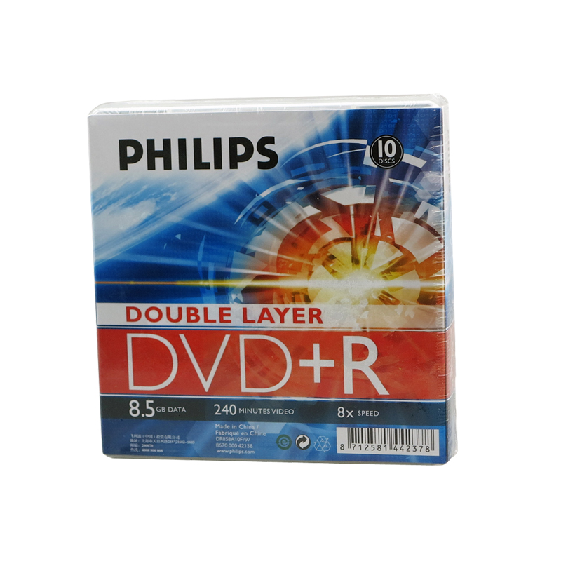 Philips Philips single-sided double-layer DVD burning disc DVD R 8 5G 8X large capacity D9 DL blank disc 8G burning disc dvd blank disc