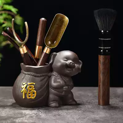 Ebony tea ceremony six gentlemen set kung fu tea set kung fu tea accessories 6 gentleman book Tea tools tea clip spoon tea knife