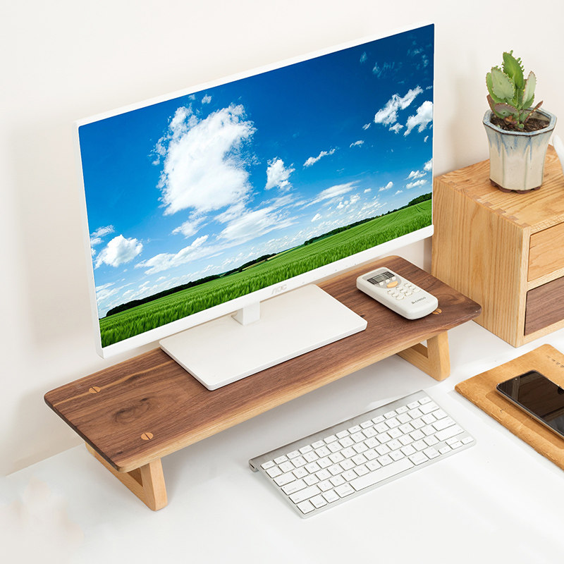 Solid wood computer elevated rack display screen base desktop desktop shelf display elevator