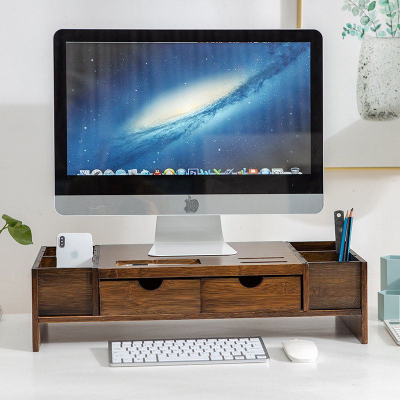 Add Bamboo Solid Wood Computer Display Screen Elevated Base Desktop Desktop Office Accessories