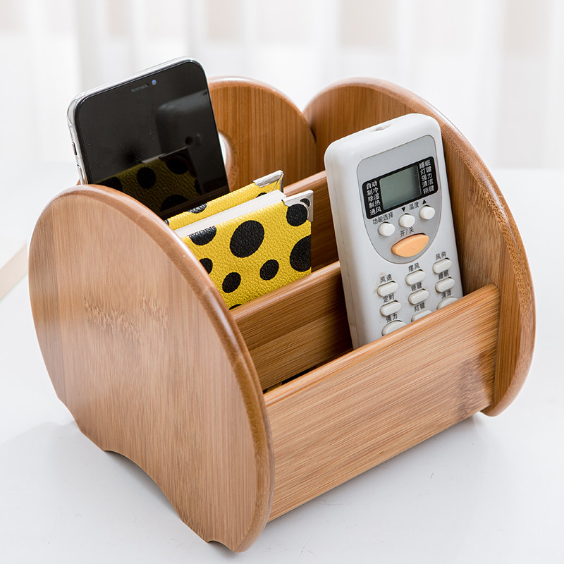 Bamboo Remote remote containing box Living room Creative office Desktop Shelve Pen Holder Cosmetics Mouth Red Storage Box