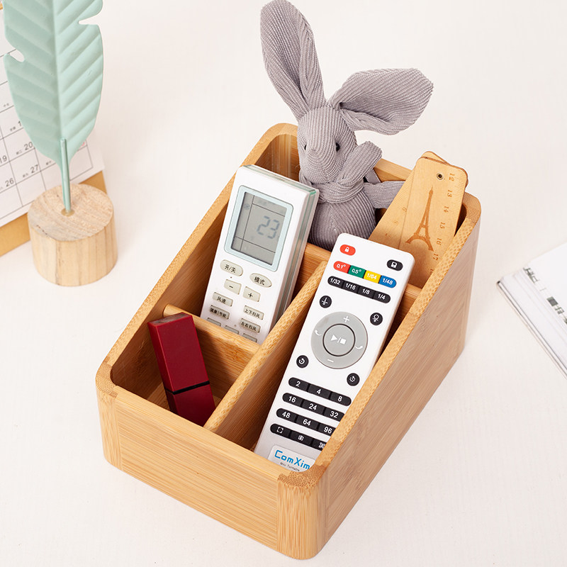 Bamboo Living Room Tea Table Desktop Remote Control Containing Box Bedroom Mouth Red Cosmetics Desk Pen Holder Dining Room Debris Box