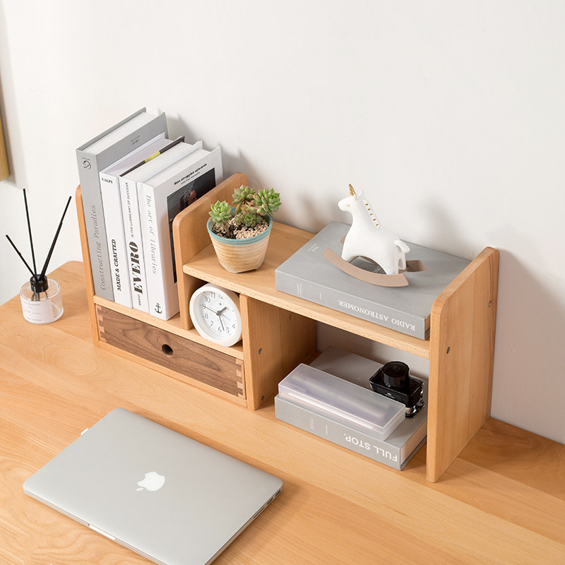 Full solid wood table Bookshelf office Desktop Easy storage floor shelf corner minimalist student multilayer shelve bookcase