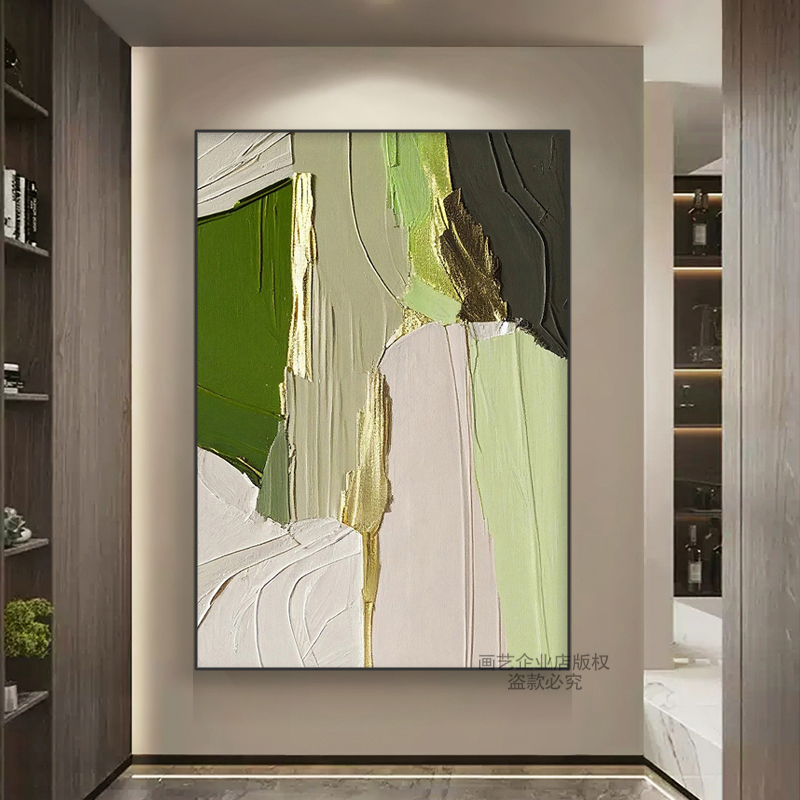 纯手绘油画轻奢风玄关装饰画：抽象艺术客厅落地画沙发背景挂画大