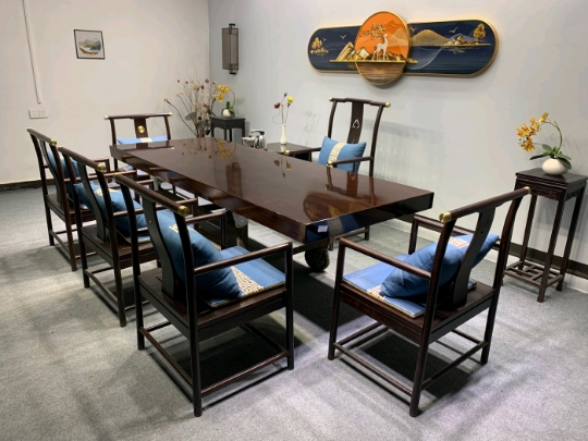 220*100*10 ebony large board with a pair of brackets, master chair, guest chair, tea cabinet, tea tray