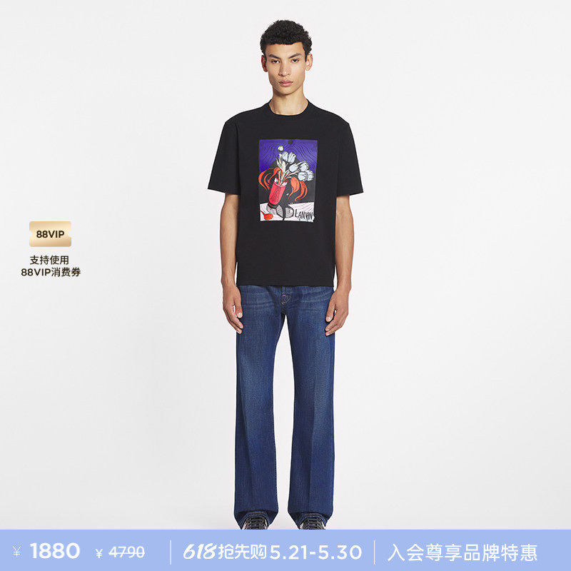 [Exclusive Offer] Lanvin Men's Summer Casual Versatile Loose Graffiti Print Short Sleeve T-Shirt