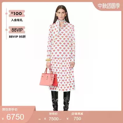 LANVIN Langfan official flagship store stitching red mother and daughter printed retro shirt