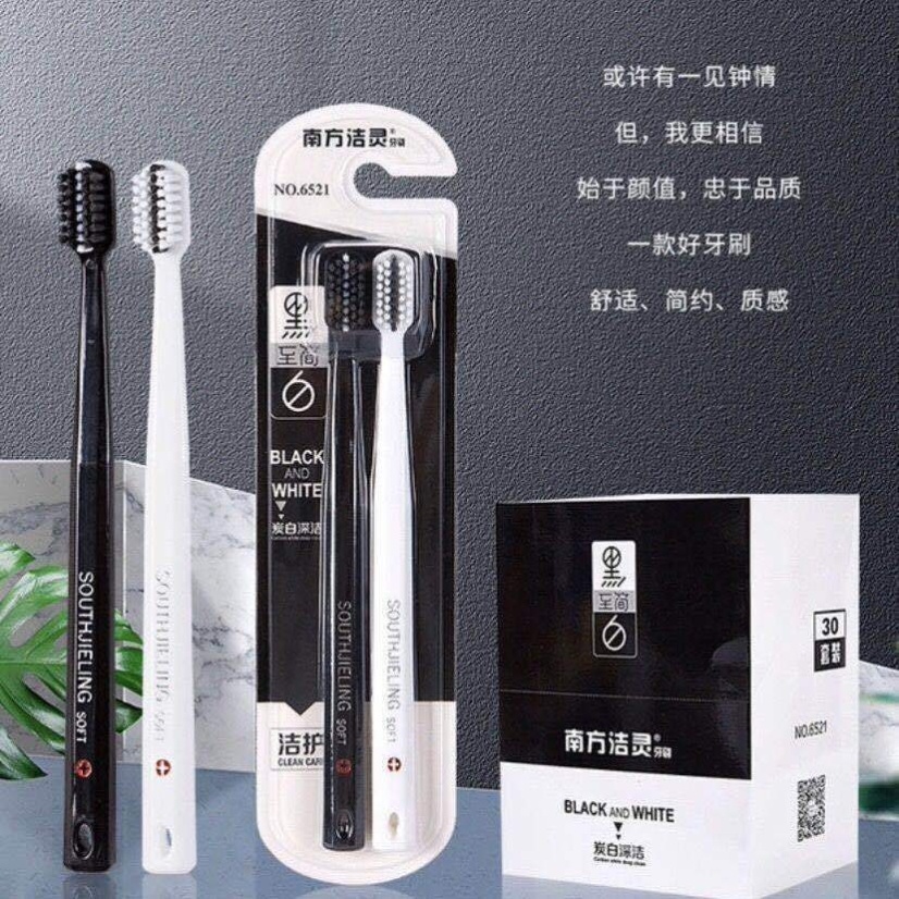 Hardhairy toothbrush ultra-hard and durable in hard hair adult home neutral hard wool toothbrush lovers black and white small heads to smoke stains