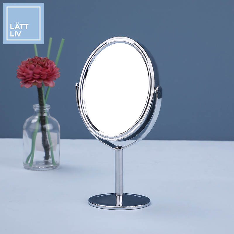 LATT LIV Life worry-free simple desktop mini double-sided makeup mirror flip portable Oval dormitory