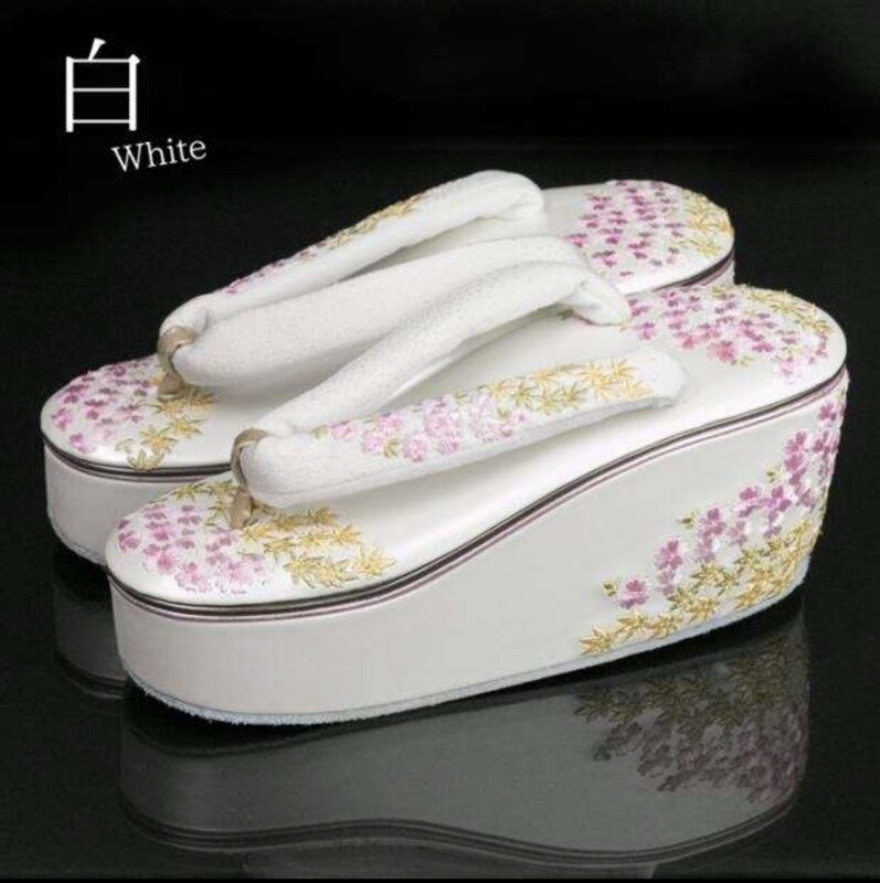 Japanese-Style Women's Wooden Clogs, High Platform Straw Sandals, Kimono Yukata Obi Shoes, Flip-Flops, Cosplay Embroidery, Non-Jk Floral Sweet Style