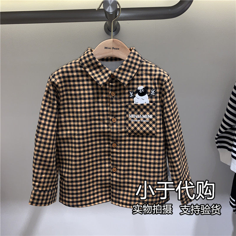 F3CAA4426 Taiping bird children dress mini peace2020 Winter baby boy's toddler Plaid gush shirt