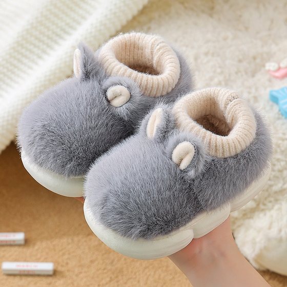 Children's cotton shoes winter boys cartoon home indoor 1-7 years old girls baby warm soft bottom bag with cotton slippers