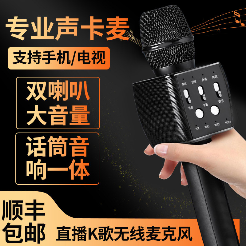 Professional microphone microphone audio integrated built-in sound card national k song singing outdoor live wireless bluetooth