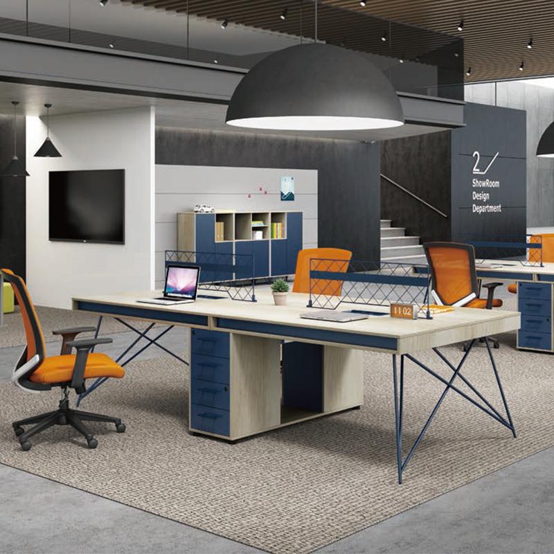 Office desk and chair combination furniture simple modern industrial style 46 six-person screen office staff work station