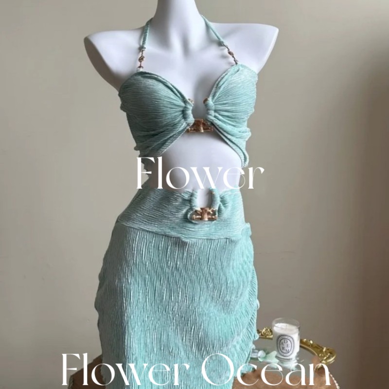 【森物語】高級質感スプリットビキニスリーピース海辺リゾート水着