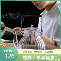 Crane Chamomile Textured Heat Resistant Glass Teapot Electric Pottery Stove Cook Tea Ware Copper made of Tiliang Kettle Cooking Kettle Kung Fu Tea Furniture